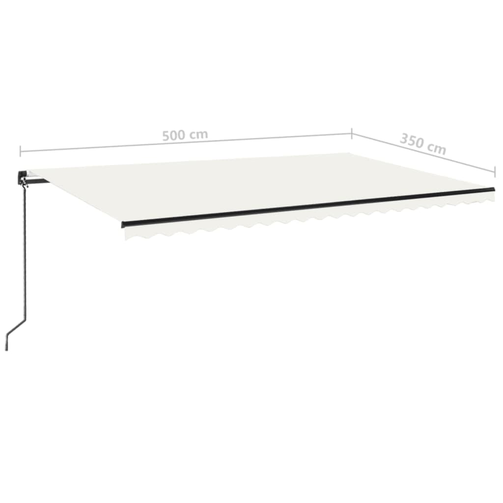 Manuaalisesti sisäänkelattava markiisi LED-valo 500x350cm kerma