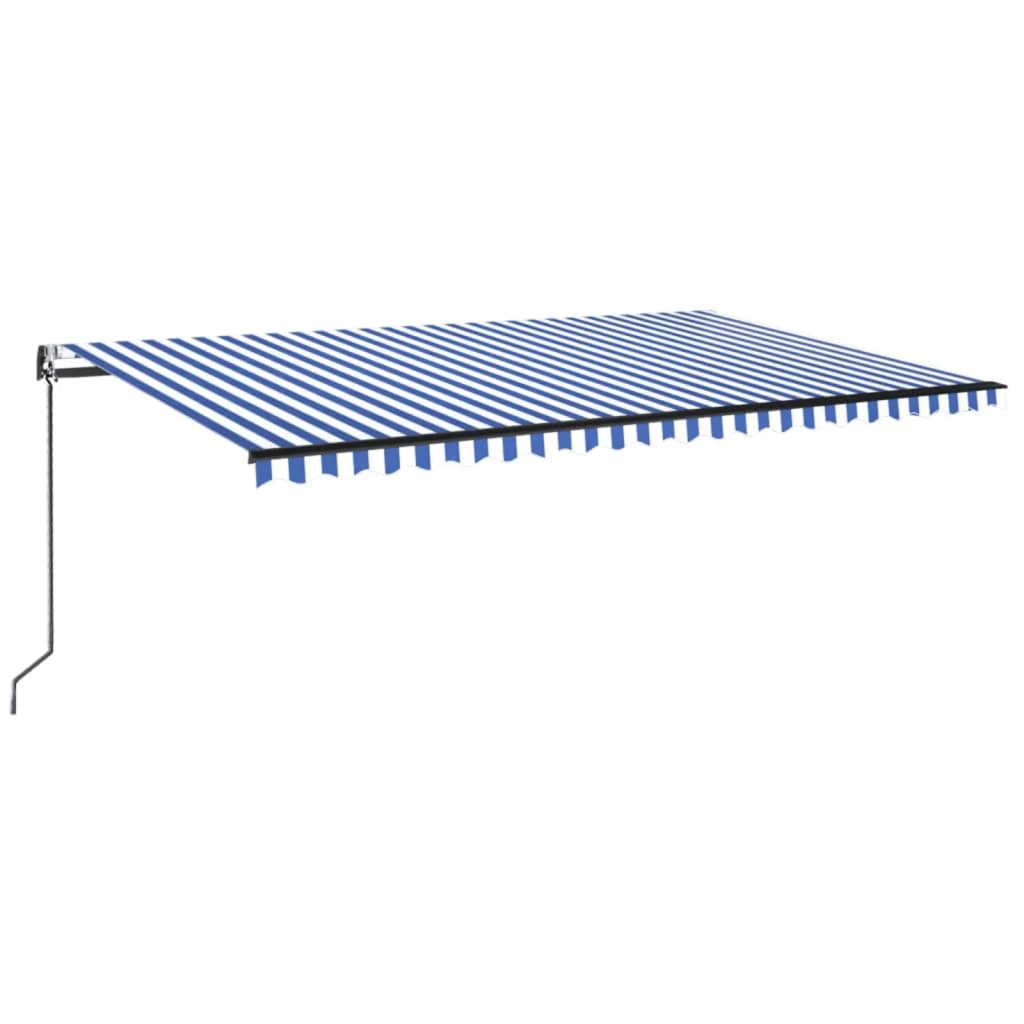 Automaattisesti sisäänkelattava markiisi 500x350 cm sinivalk.