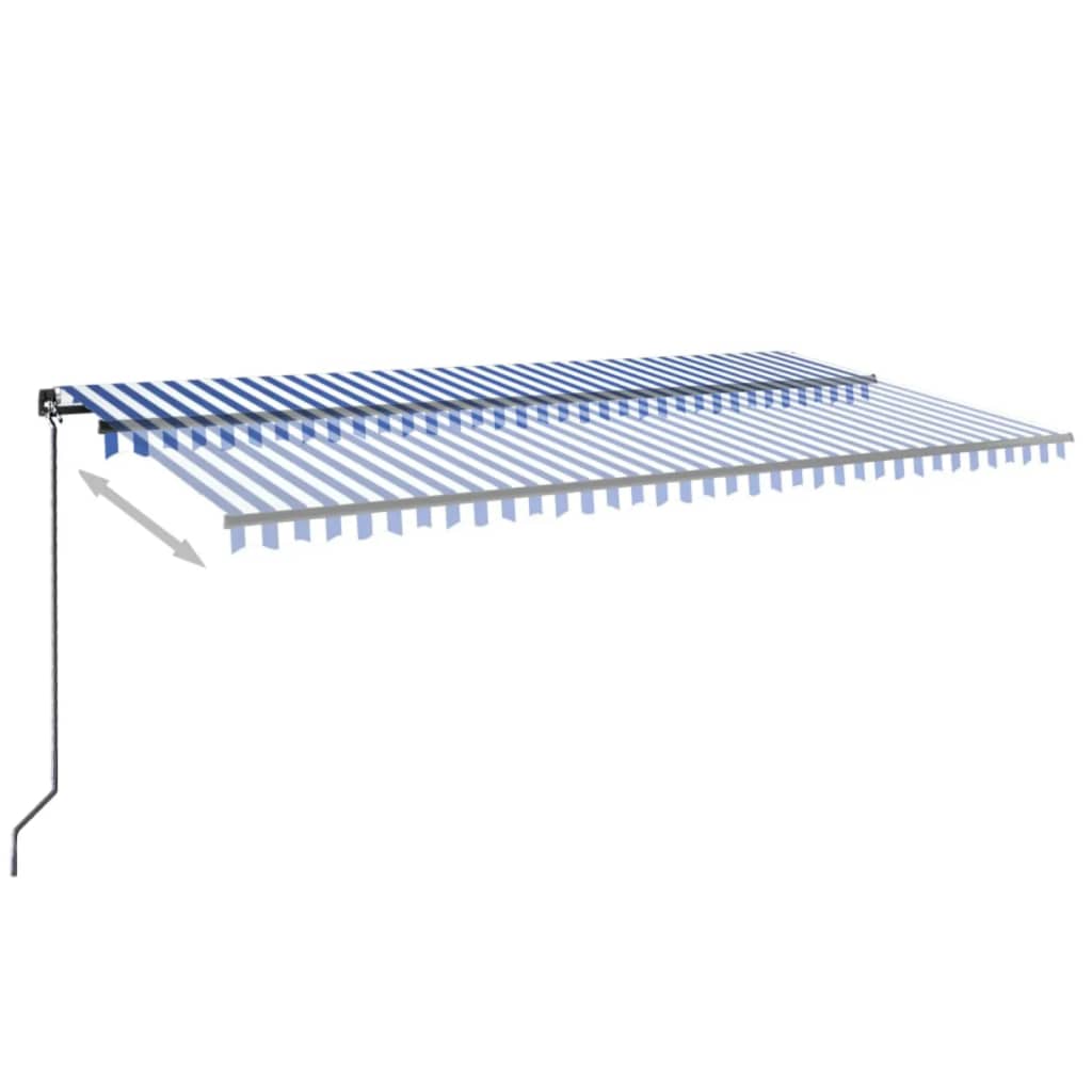 Manuaalisesti sisäänkelattava markiisi 600x350 cm sinivalkoinen