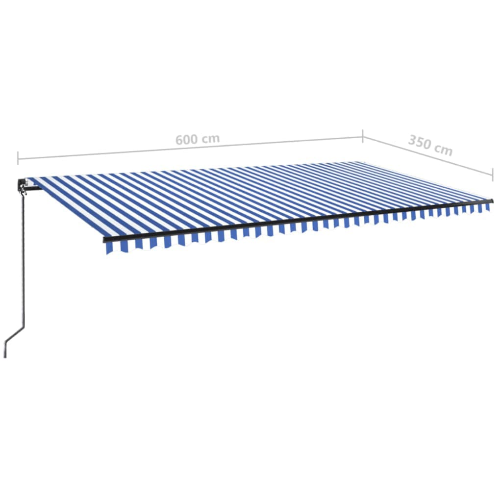 Manuaalisesti sisäänkelattava markiisi 600x350 cm sinivalkoinen