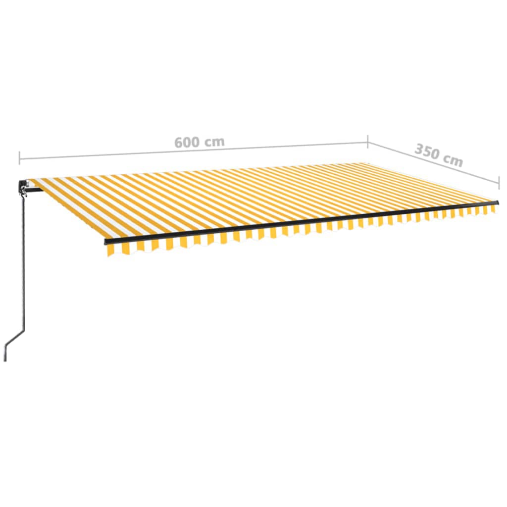 Retractable awning with LED 600x350 cm yellow-white