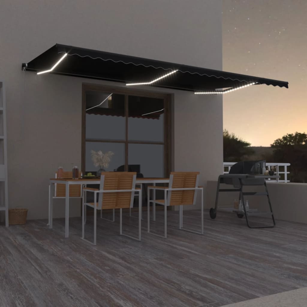 Retractable awning with LED 600x350 cm anthracite