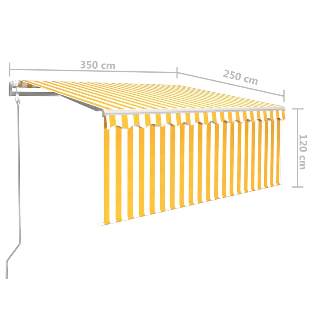 Automaattimarkiisi verho/LED/tuulisensori 3,5x2,5 m keltavalk.