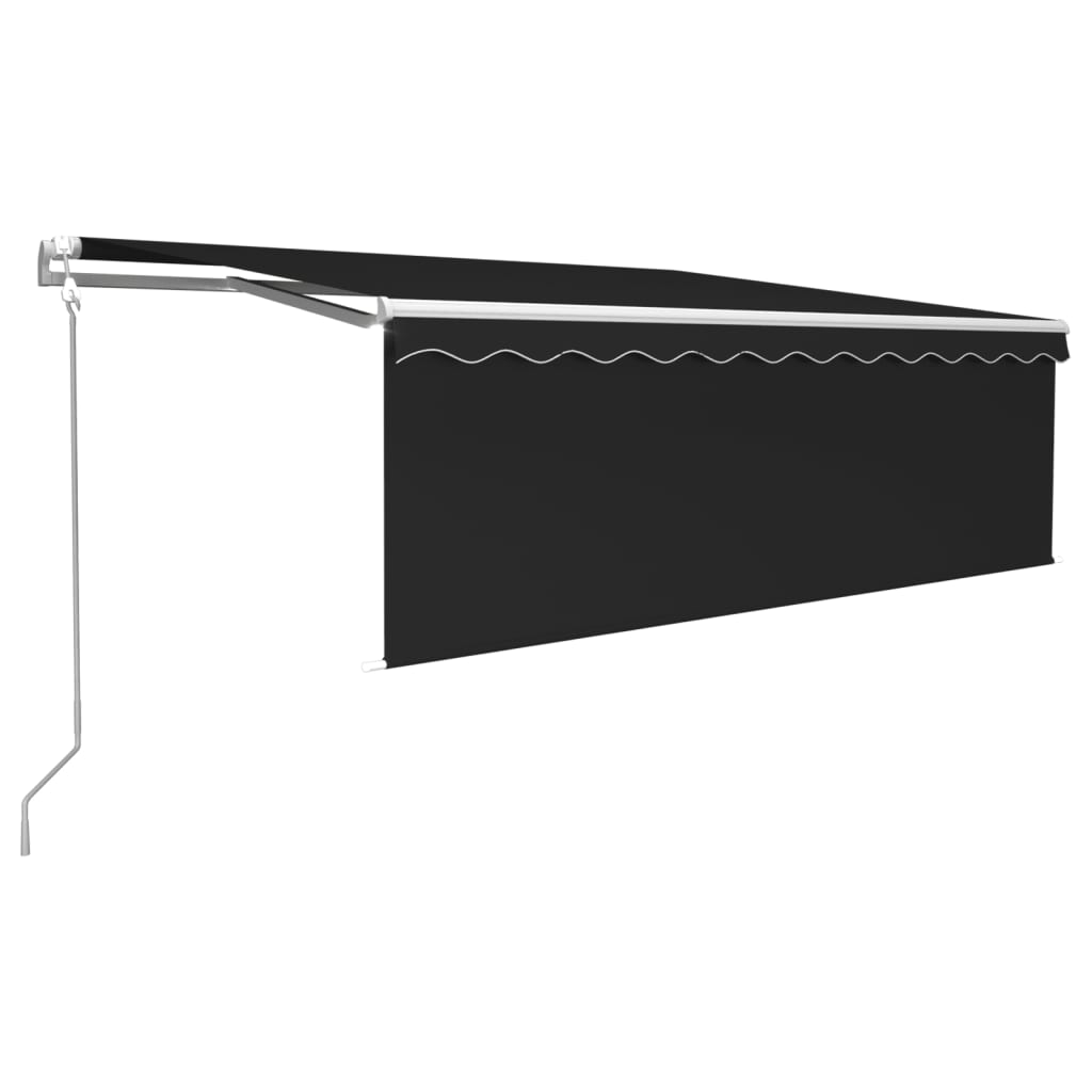 Retractable awning curtain/LED/windproof 4x3 m anthracite