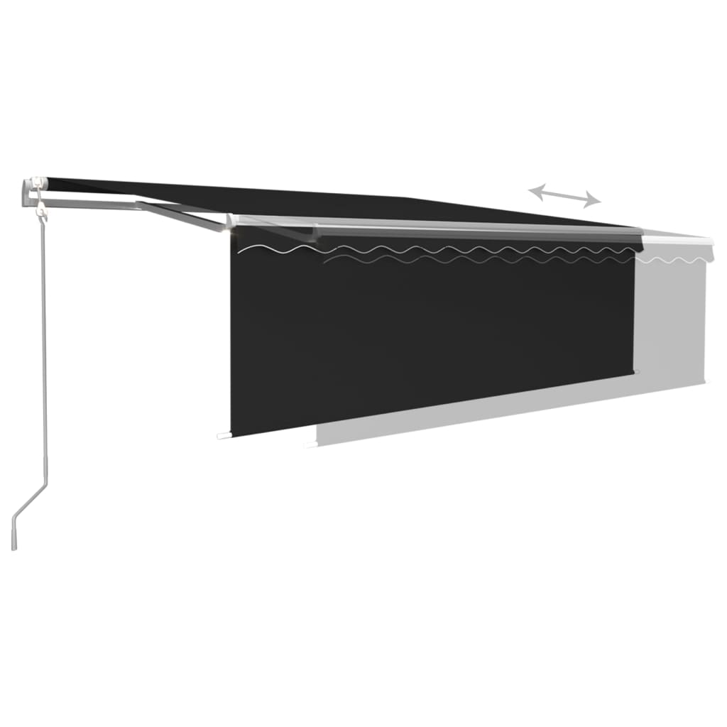 Retractable awning curtain/LED/windproof 4x3 m anthracite