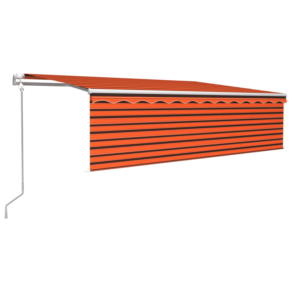 Automaattimarkiisi verho/LED/tuulisens 5x3 m oranssiruskea