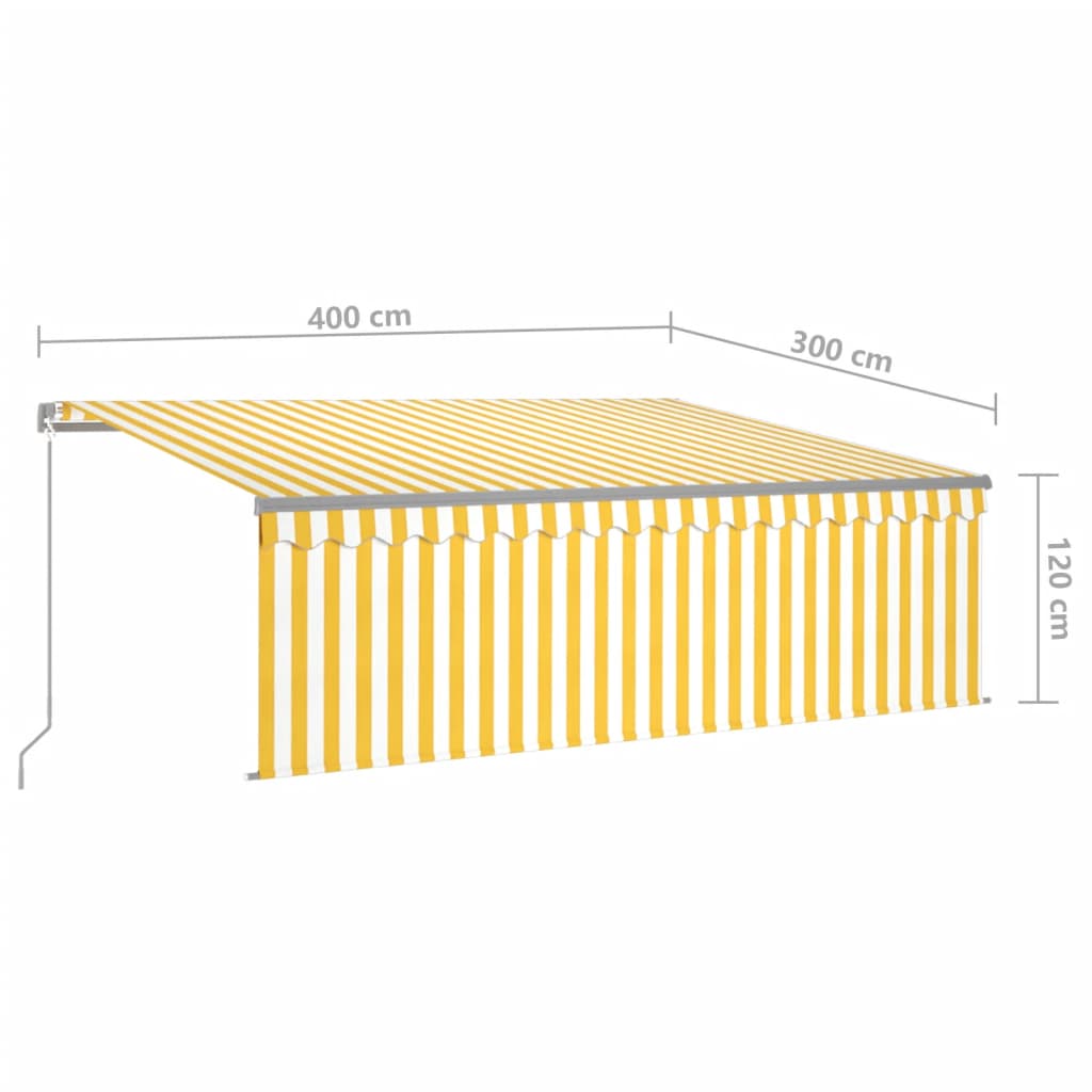 Manuaalisesti kelattava markiisi verhot/LED 4x3m keltavalkoinen