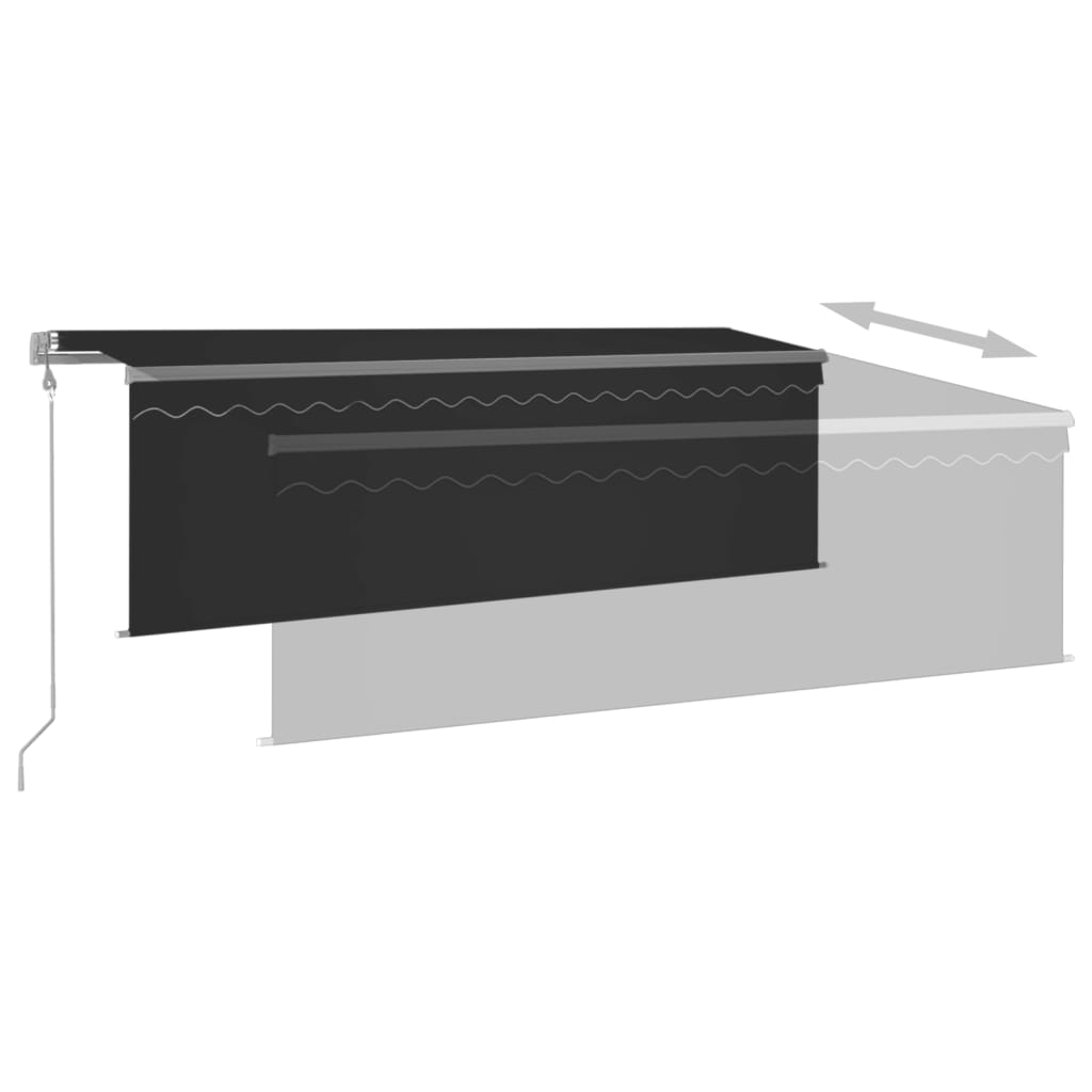 Retractable awning curtain/LED/windproof 4x3 m anthracite