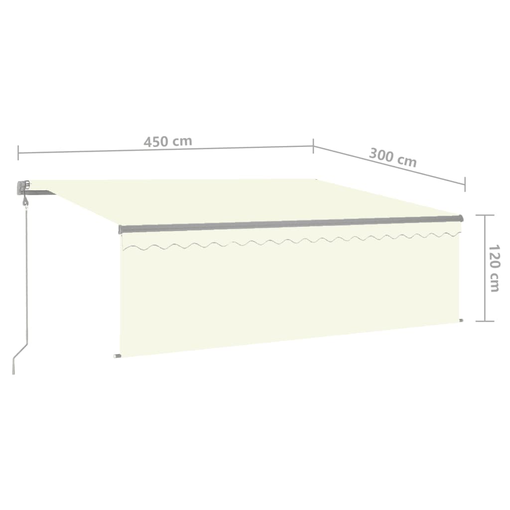 Automaattimarkiisi verho/LED/tuulisens. 4,5x3 cm kerma