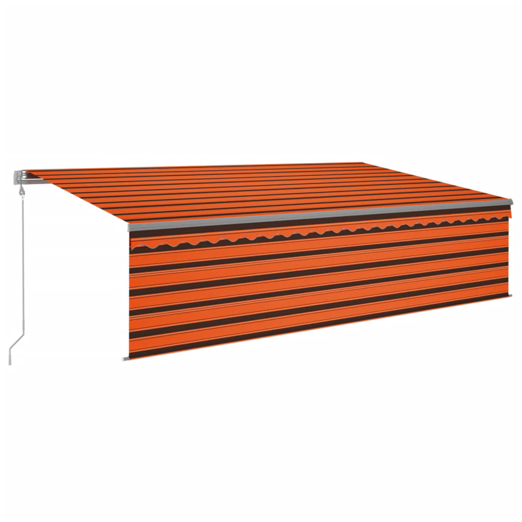 Automatic retractable awning with curtain 5x3 m orange-brown