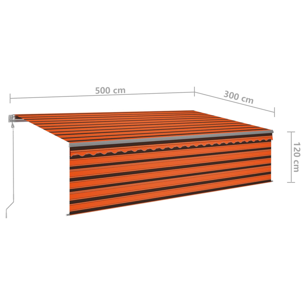 Automatic retractable awning with curtain 5x3 m orange-brown