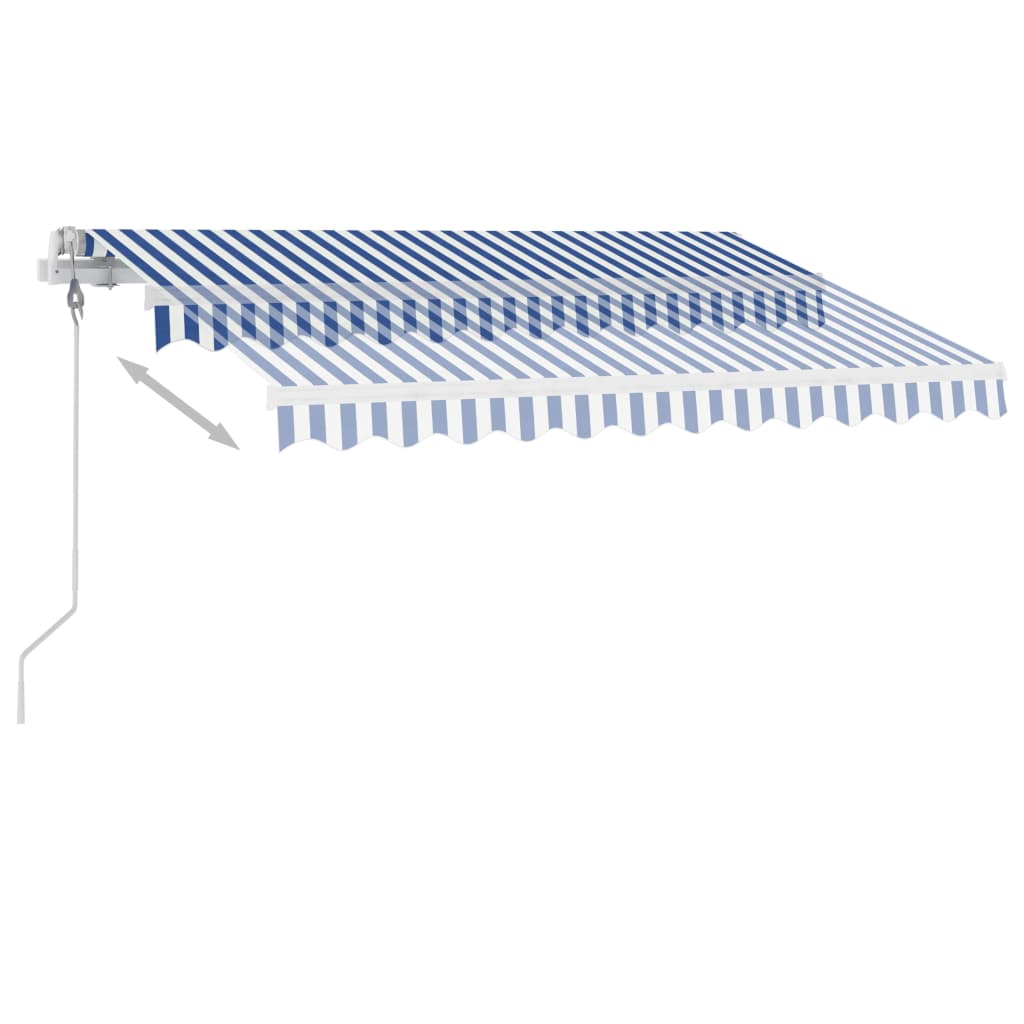 Retractable awning LED/wind sensor 300x250 cm blue and white.