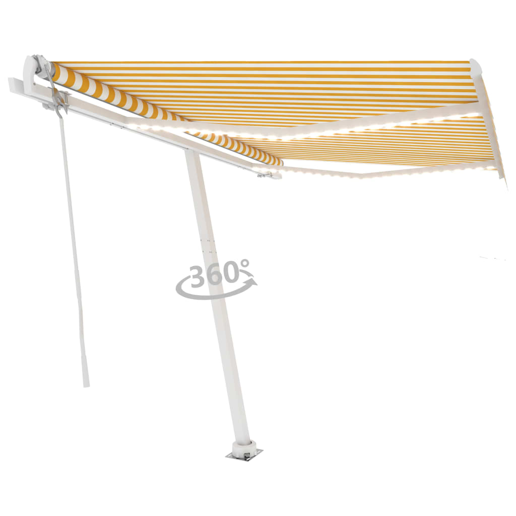 Retractable awning LED/wind sensor 300x250cm yellow-white.