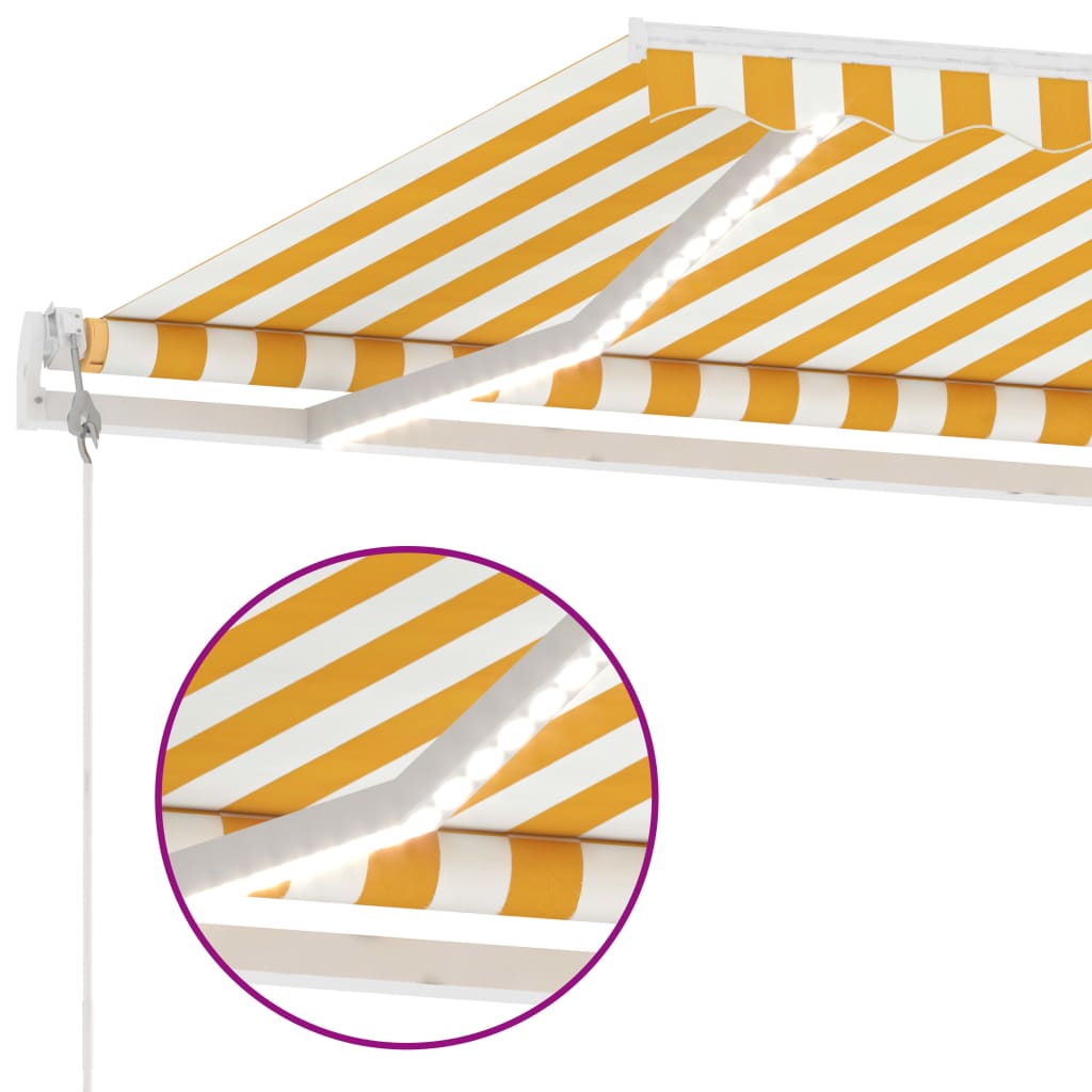 Retractable awning LED/wind sensor 300x250cm yellow-white.