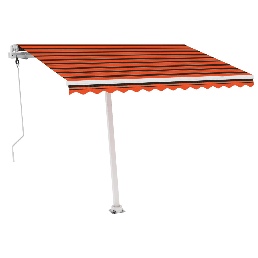 Einziehbare Markise mit LED/Windschutz. 300x250cm orange-braun