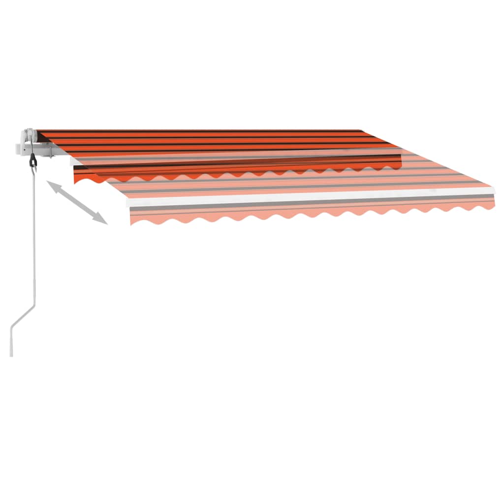 Einziehbare Markise mit LED/Windschutz. 300x250cm orange-braun