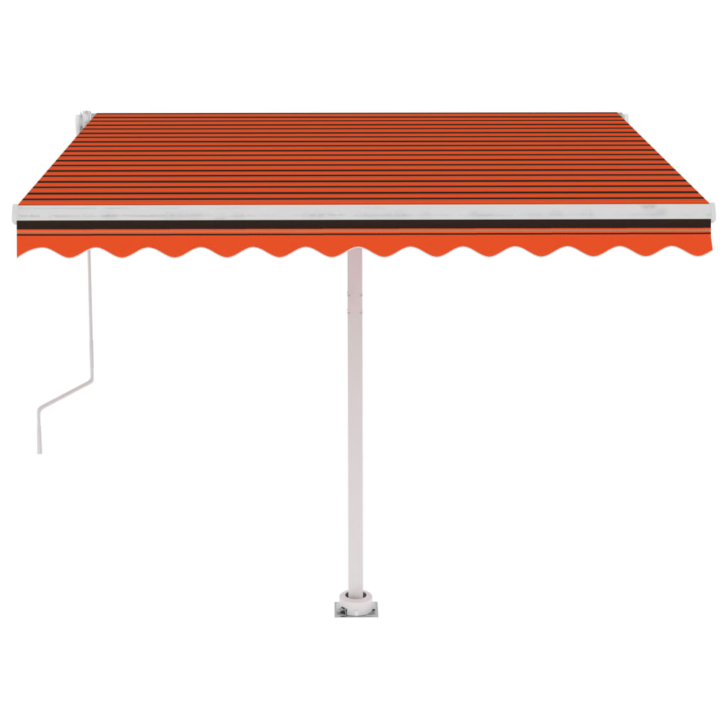 Einziehbare Markise mit LED/Windschutz. 300x250cm orange-braun