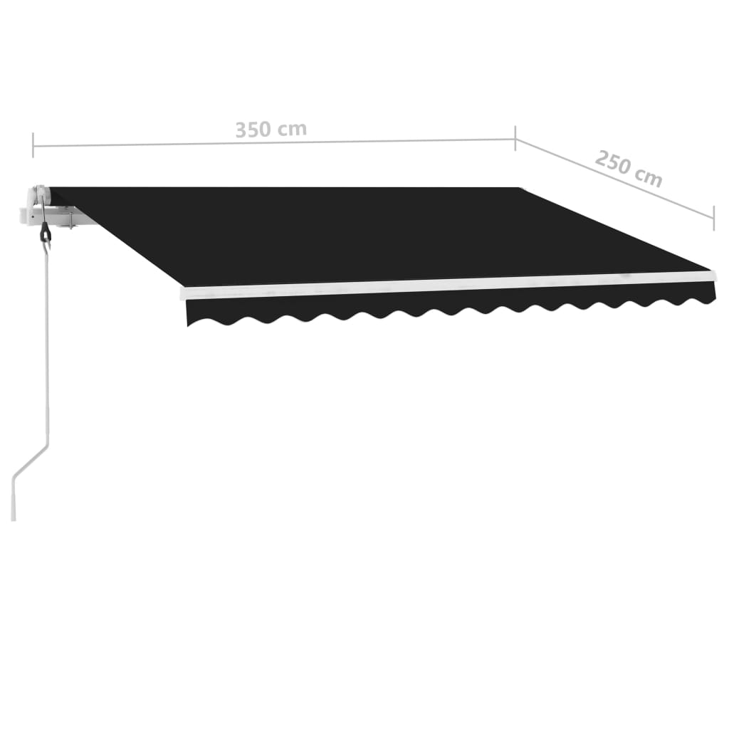 Sisäänkelattava markiisi LED/tuulisensori 350x250cm antrasiitti