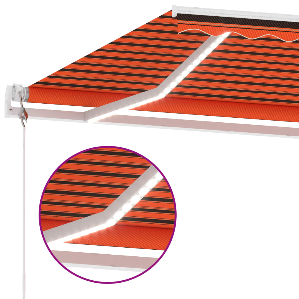 Retractable awning LED/wind sensor 350x250cm orange-brown