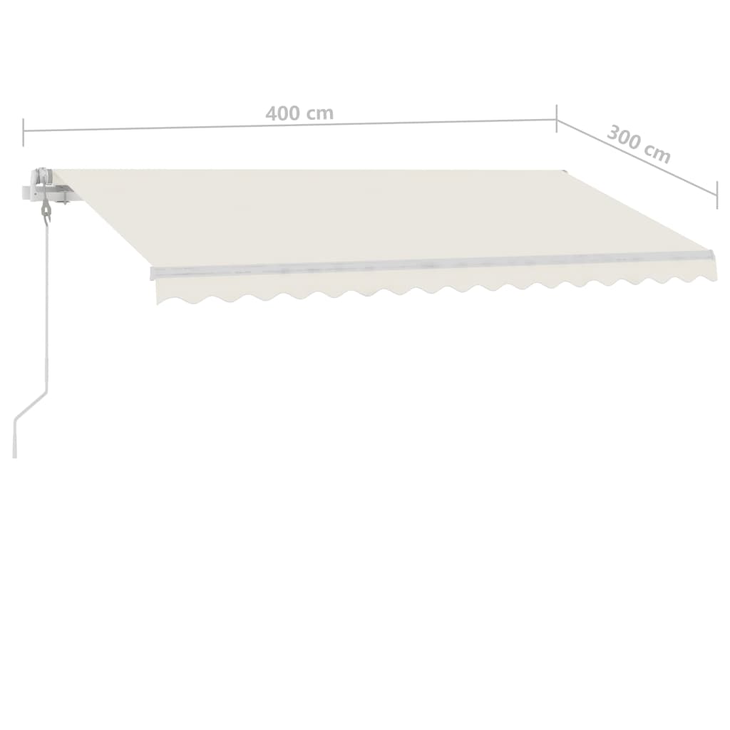 Vapaasti seisova sisäänkelattava markiisi 400x300 cm kerma