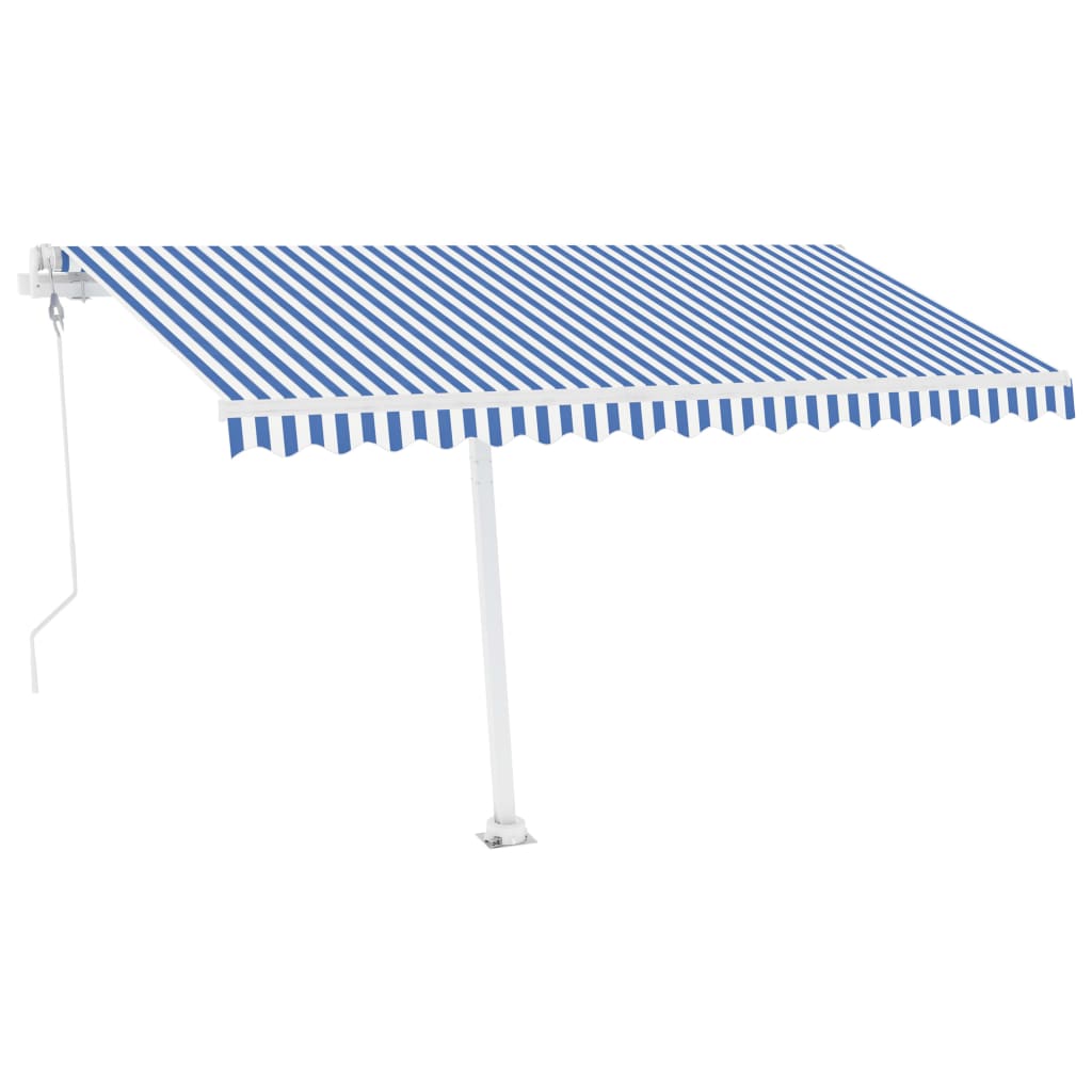 Einziehbare Markise LED/Windsensor 400x300 cm blau und weiß.