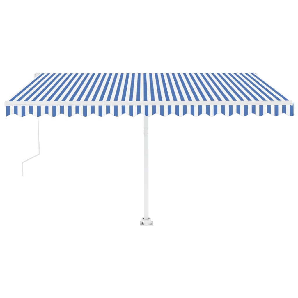 Einziehbare Markise LED/Windsensor 400x300 cm blau und weiß.