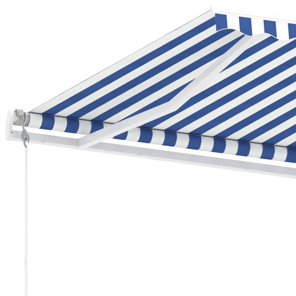 Einziehbare Markise LED/Windsensor 400x300 cm blau und weiß.