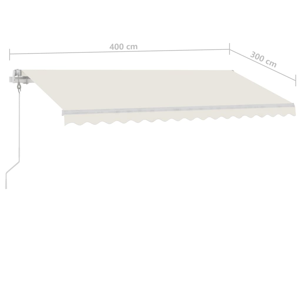 Retractable awning LED/wind sensor 400x300cm cream