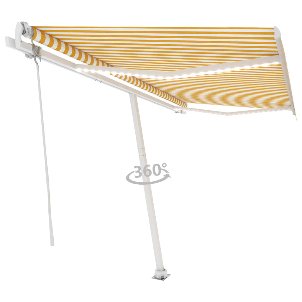 Retractable awning LED/wind sensor 400x300cm yellow/white.