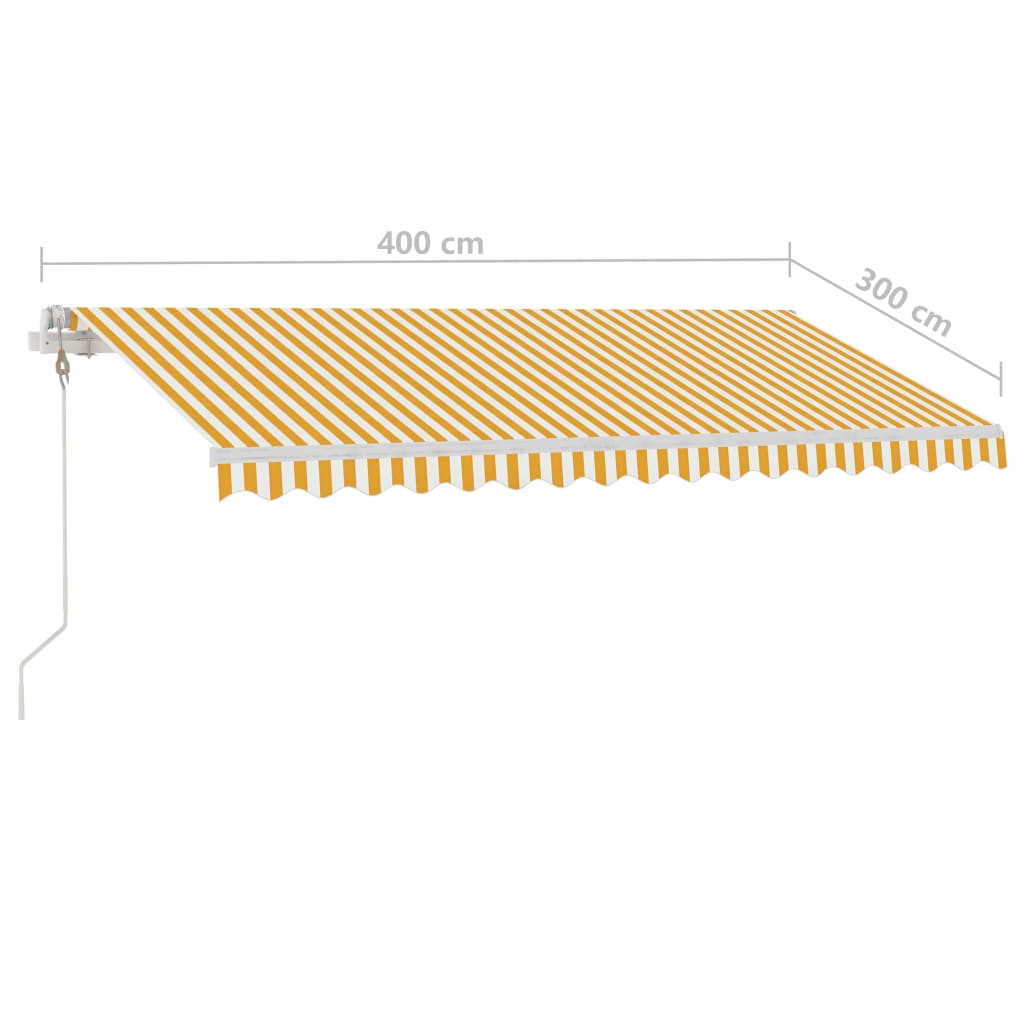 Retractable awning LED/wind sensor 400x300cm yellow/white.