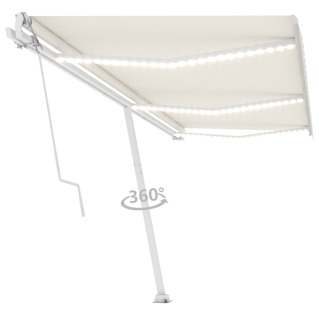 Retractable awning with LED and wind sensor 600x350 cm cream