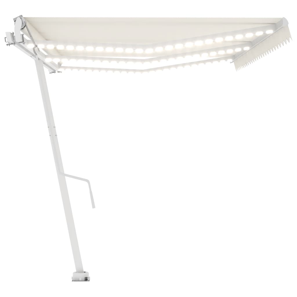 Retractable awning with LED and wind sensor 600x350 cm cream