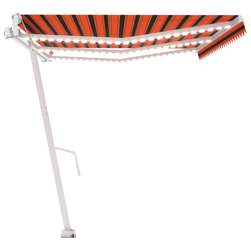 Retractable awning LED/wind sensor 600x350cm orange/brown.