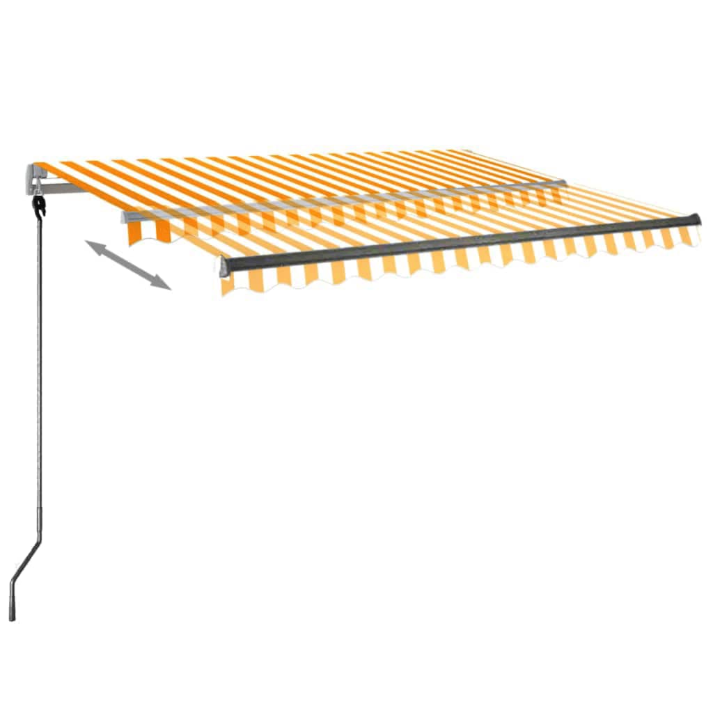 Vapaasti seisova sisäänkelattava markiisi 300x250 cm keltavalk.