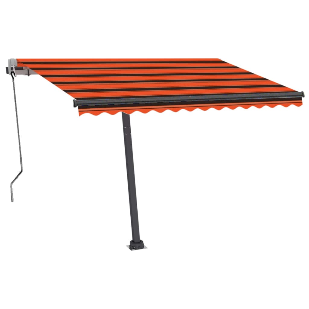 Einziehbare Markise mit LED/Windschutz. 300x250cm orange-braun