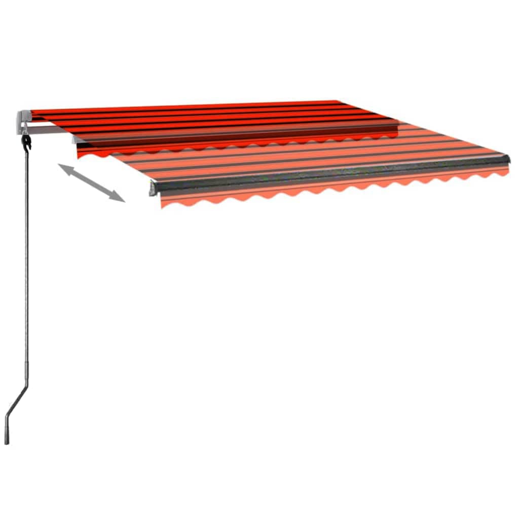 Einziehbare Markise mit LED/Windschutz. 300x250cm orange-braun