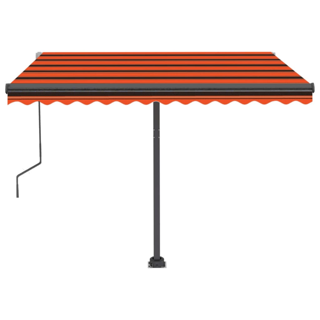 Einziehbare Markise mit LED/Windschutz. 300x250cm orange-braun