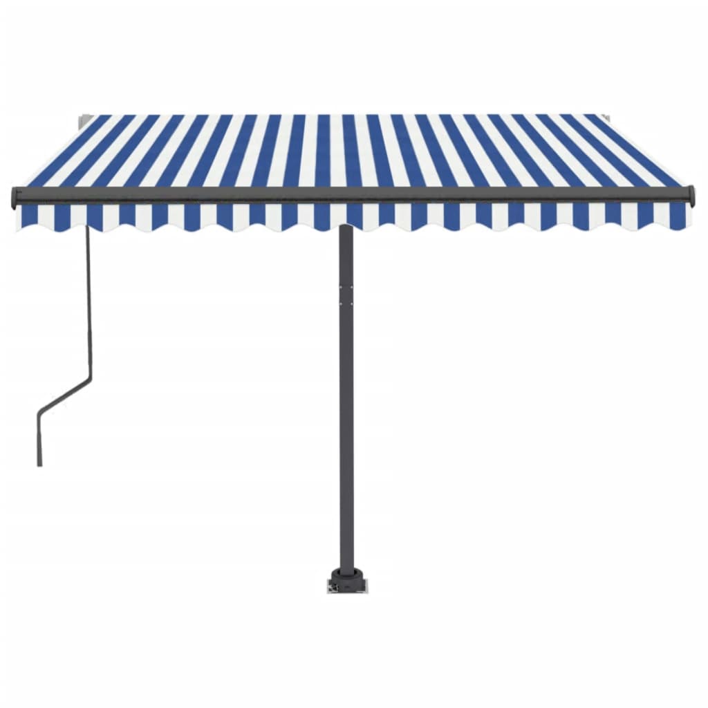 Retractable awning LED/wind sensor 350x250cm blue and white