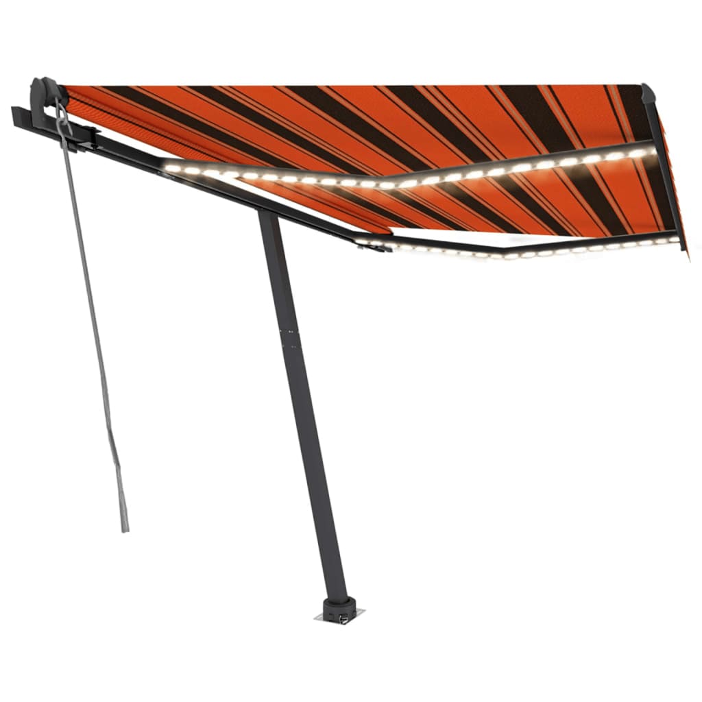 Retractable awning LED/wind sensor 350x250cm orange-brown