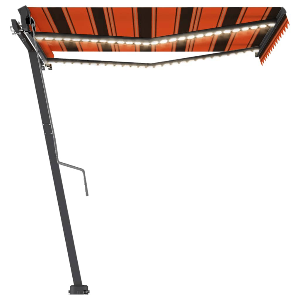 Retractable awning LED/wind sensor 350x250cm orange-brown