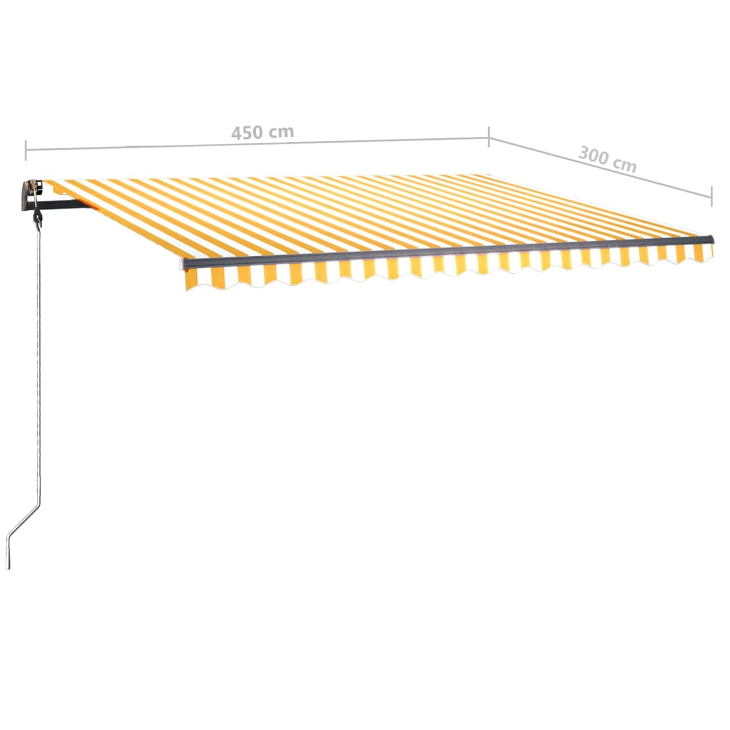 Einziehbare Markise mit LED 450x300cm gelb und weiß