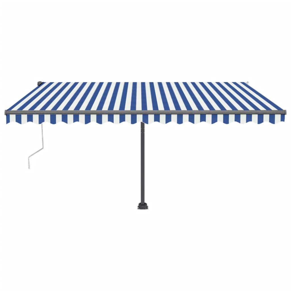 Retractable awning LED/wind sensor 450x300 cm blue and white.