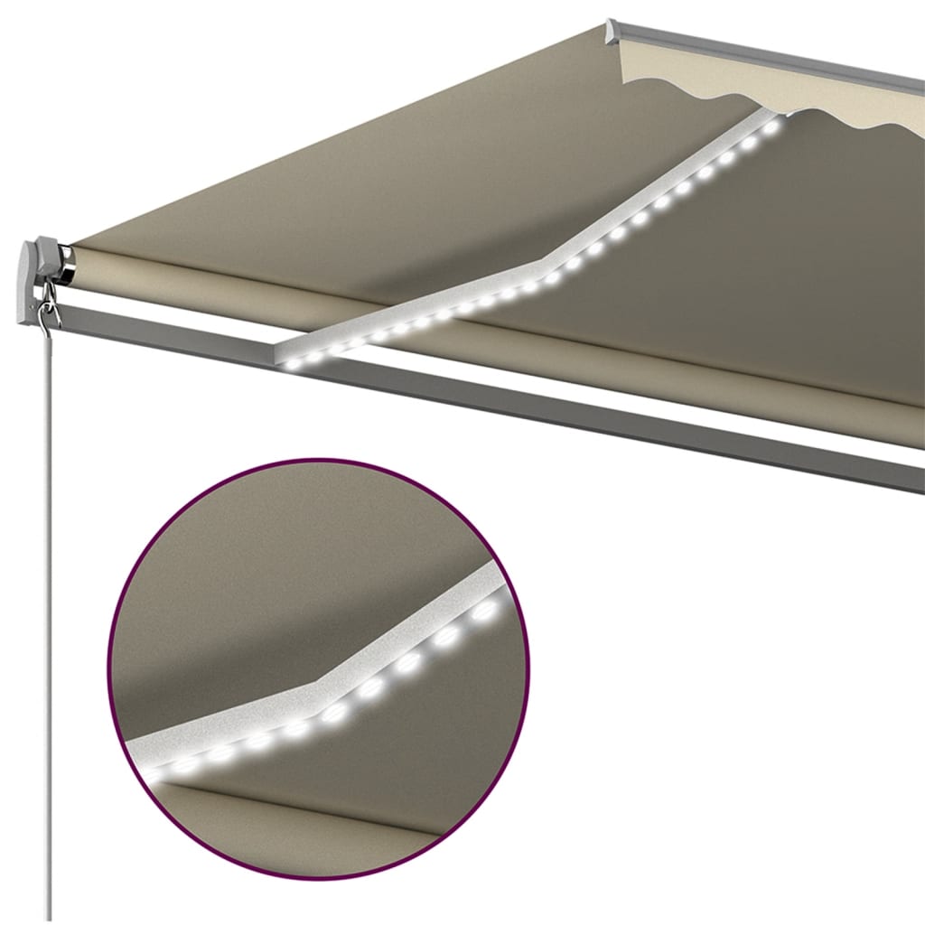 Retractable awning LED/wind sensor 450x300 cm cream