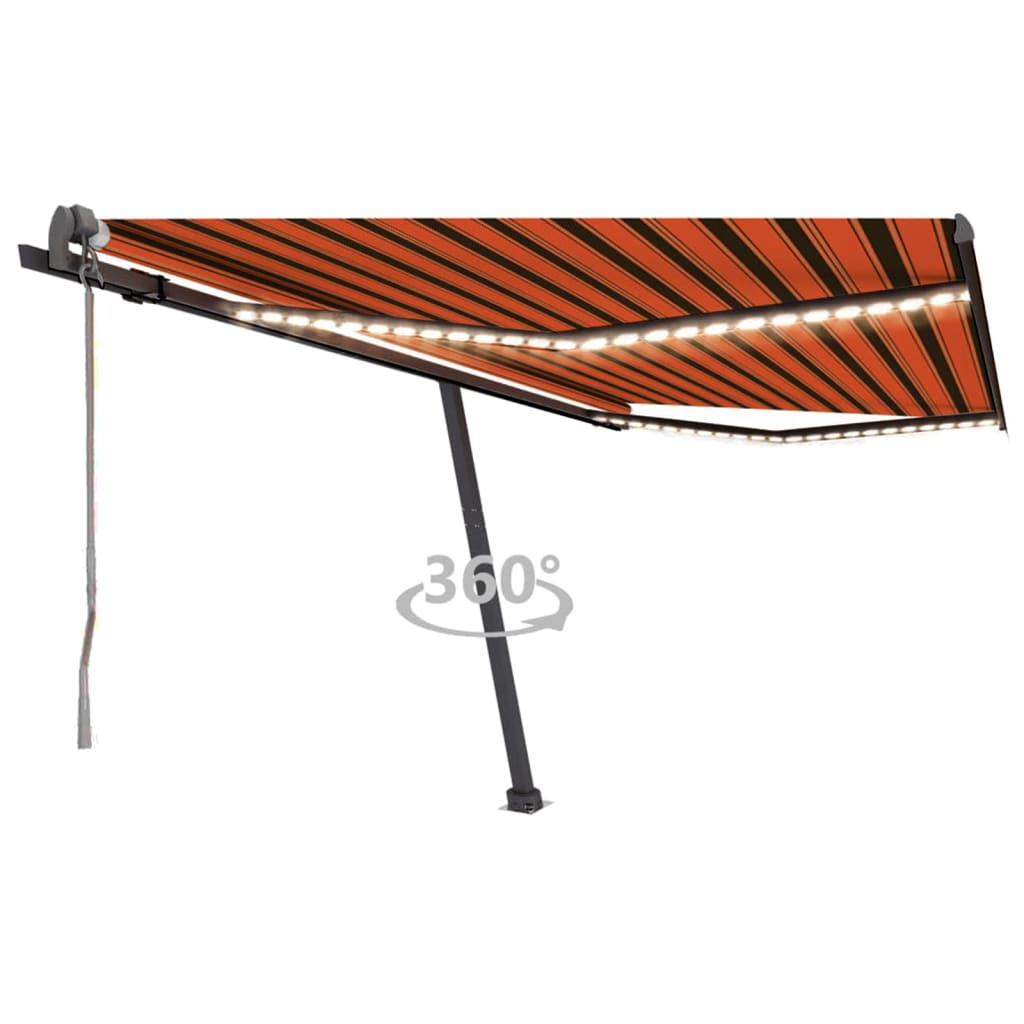 Retractable awning LED/wind sensor 450x300cm orange-brown