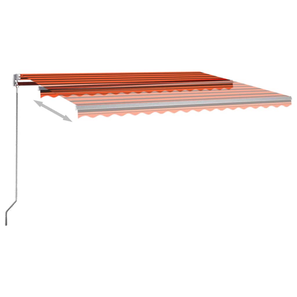 Retractable awning LED/wind sensor 450x300cm orange-brown