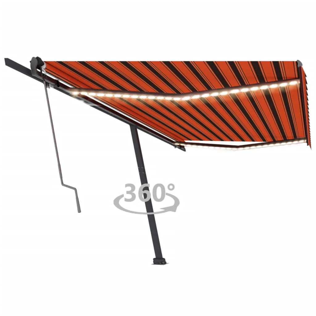 Retractable awning LED/wind sensor 500x300cm orange-brown