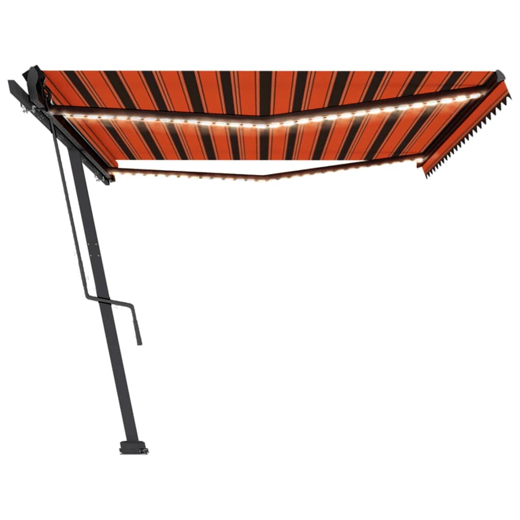 Retractable awning LED/wind sensor 500x300cm orange-brown