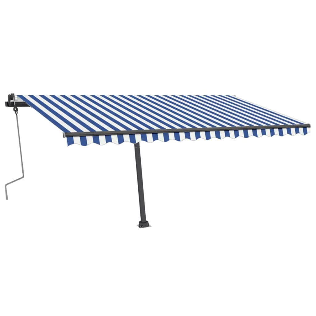 Retractable awning with LED 400x350 cm blue and white