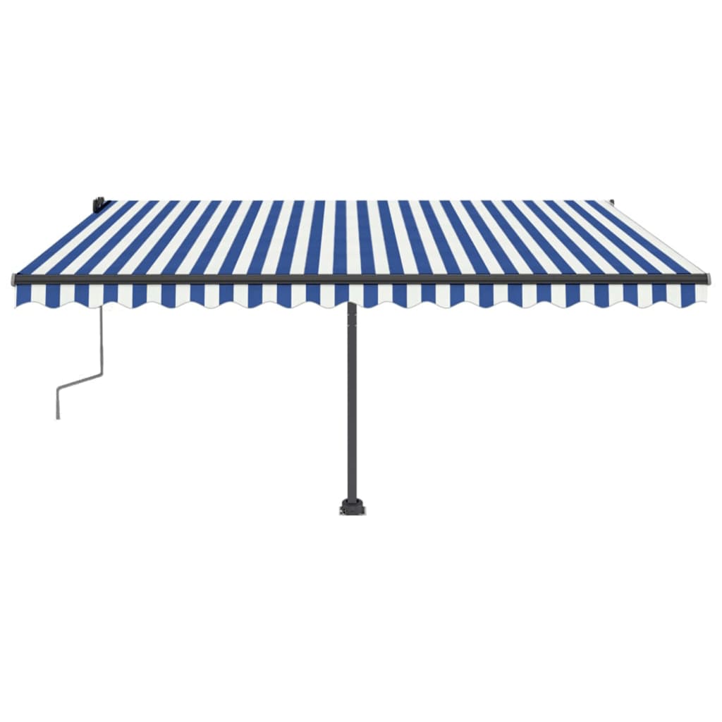 Retractable awning with LED 400x350 cm blue and white