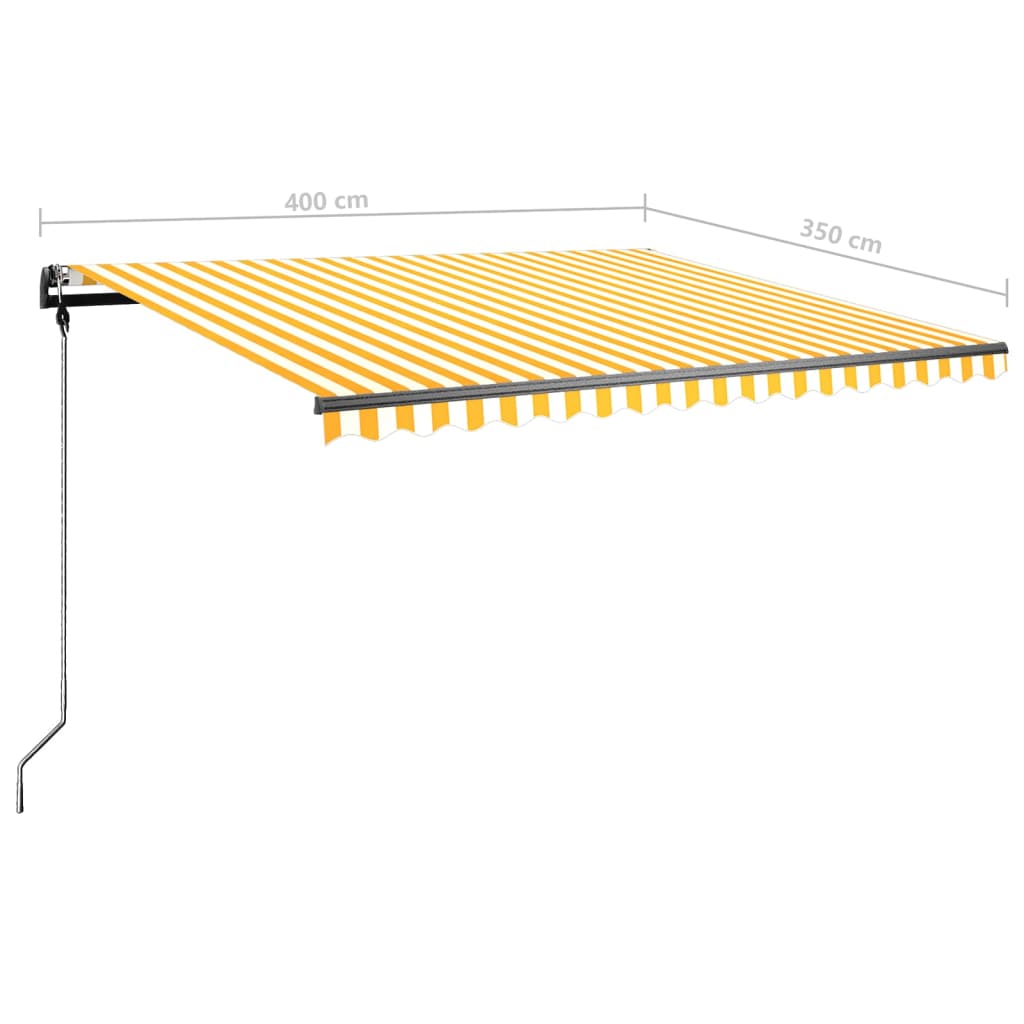 Retractable awning with LED 400x350 cm yellow-white